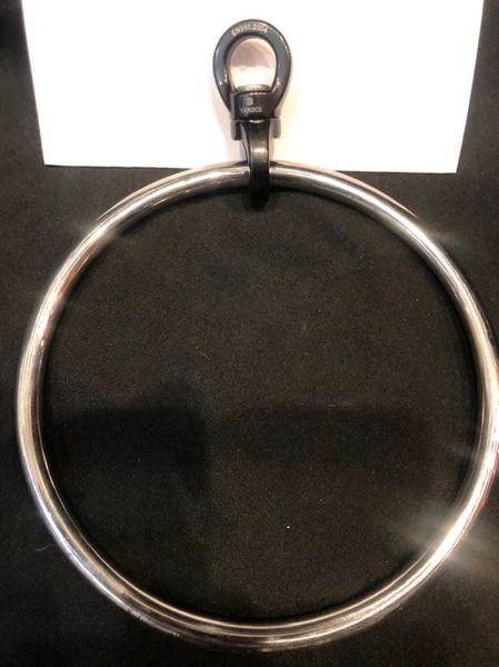Polished stainless steel shibari suspension ring with spinner