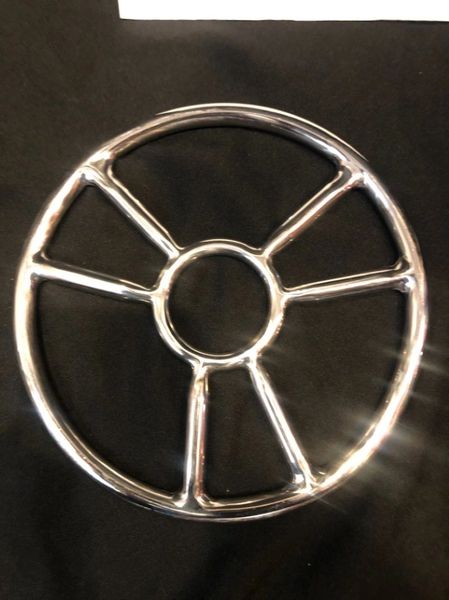 Polished stainless steel six spoke shibari suspension ring