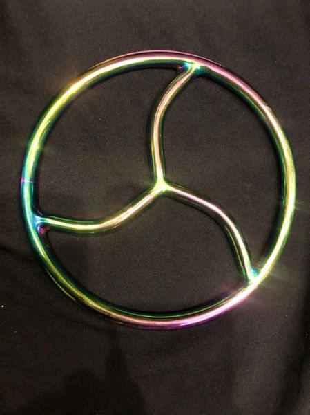 Rainbow stainless steel triskle shibari suspension ring
