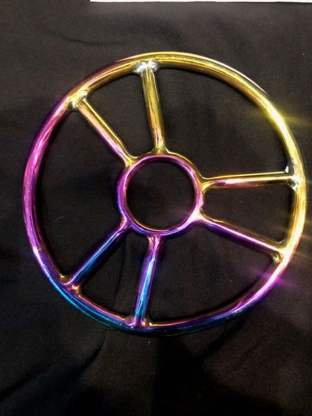 Rainbow stainless steel six spoke shibari suspension ring