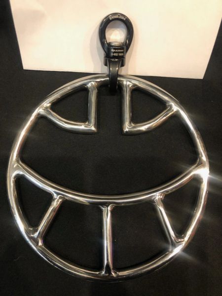 Polished stainless steel Smiley face shibari suspension ring with spinner