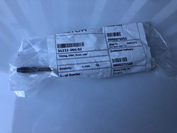 Alstom 34232-064-02 Drive .188 Oiler Fitting NEW!!! FREE SHIPPING ...