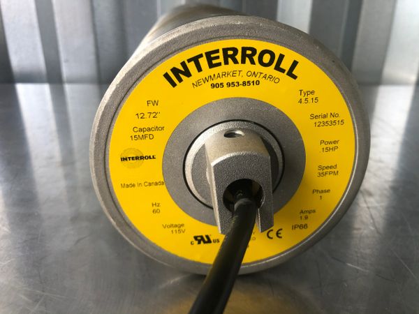 Interroll 4.5.15 Conveyor Roller Motor 12.72â€  FW 1 PH .15HP 35 FPM 115V