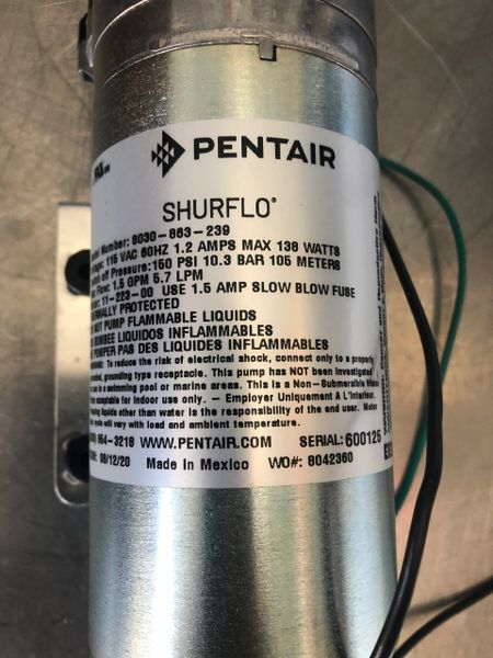 Pentair Shurflo 8030-863-239 Diaphragm Pump 115 VAC 1.5 GPM NEW! FREE ...