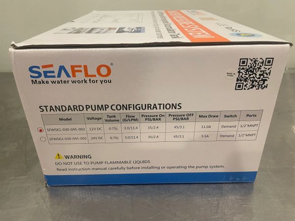 Seaflo SFWSK1-030-045-002 Water Pressure System 3 GPM 12V 45 PSI 33 Series  NEW!