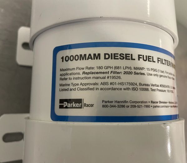 Parker 1000MAM Racor Turbine Marine Fuel Filter Water Seperator 180 GPH ...