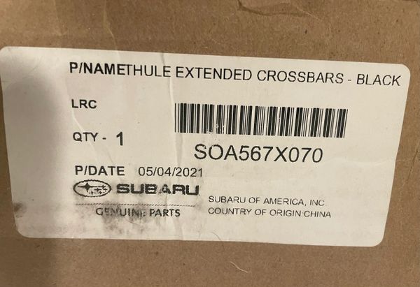 Subaru SOA567X070 Genuine Thule Crossbar Set Aero Extended Blck NEW IN BOX