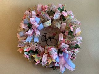 Spring Welcome Wreath with Bicycle
