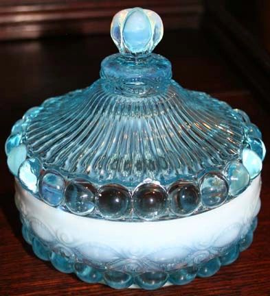 Mosser Glass Eye Winker Opal Candy Dish with Lid in Crystal 