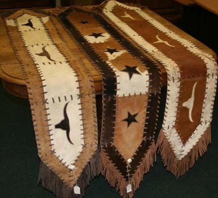 Cowhide Leather Table Runner Minks Emporium Skeleton Key