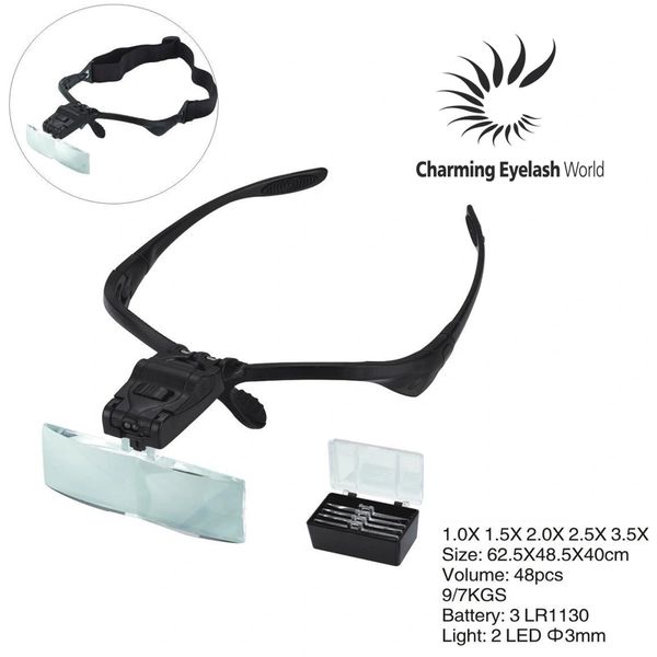 5 Lens LED Head Magnifier Hands Free Magnifying Glass for Eyelash