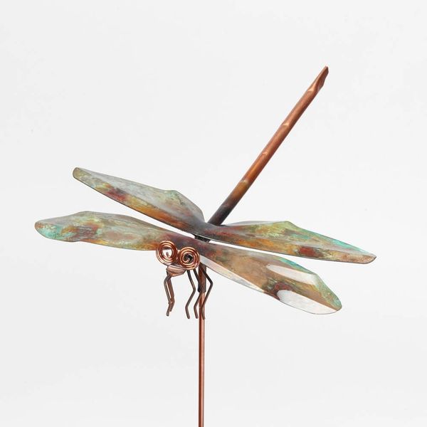Copper Dragonfly Garden Stake