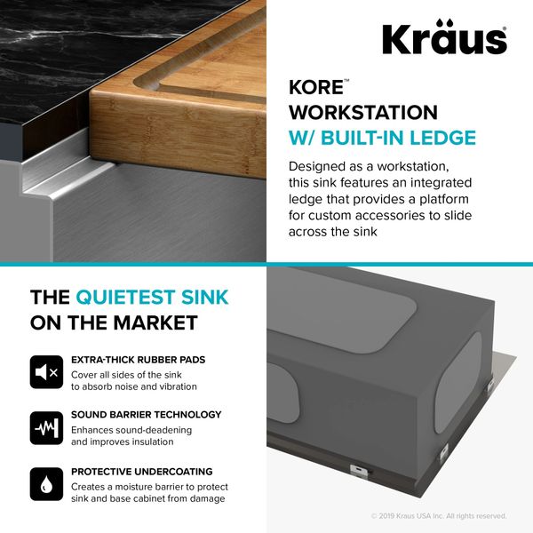 KRAUS Kore Workstation 30 Undermount 16 Gauge Kitchen Sink — DirectSinks