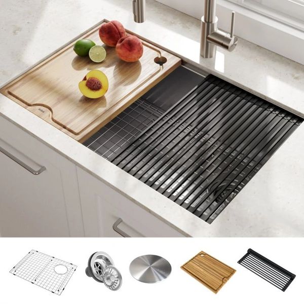 KRAUS Workstation Stainless Steel Kitchen Sink Dish Drying Rack