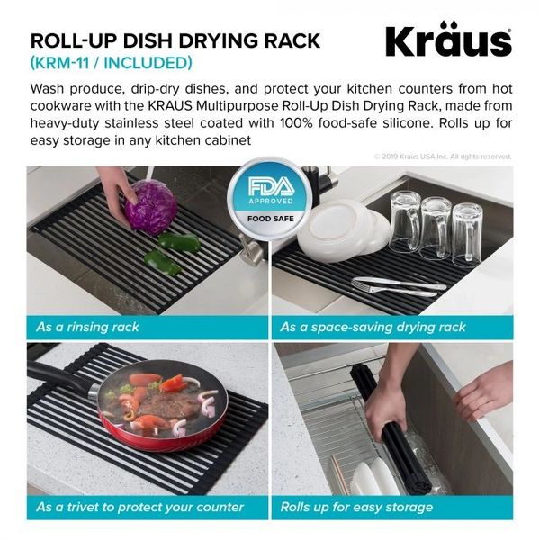 KRAUS Workstation Stainless Steel Kitchen Sink Dish Drying Rack