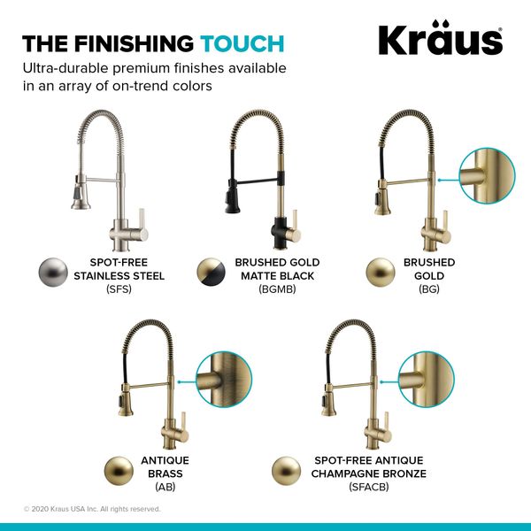 Commercial Style Kitchen Faucet in Champagne Bronze