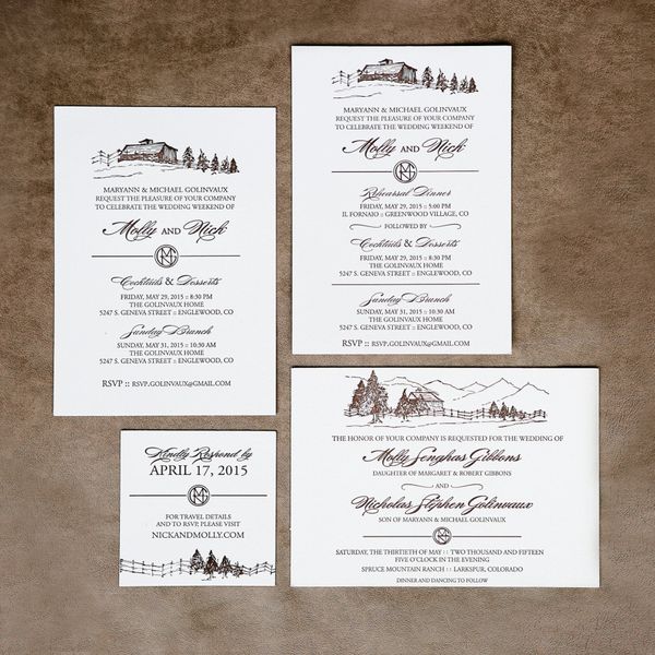 Custom Letterpress Wedding Invitations