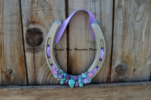 Lucky Horseshoe- Silver With Purple and Turquoise