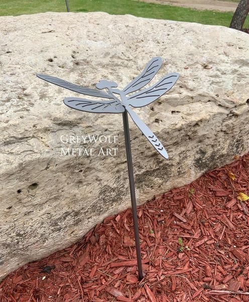 Dragonfly Garden Stake Twisted Wire Horseshoe Decor Greywolf