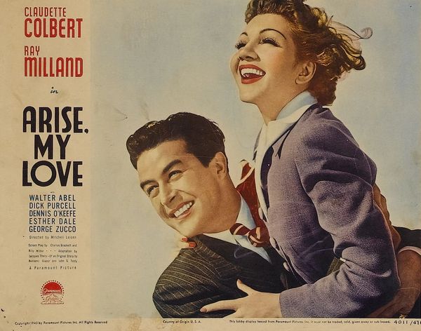 Arise, My Love Claudette Colbert, Ray Milland, Dennis O'Keefe DVD 1940