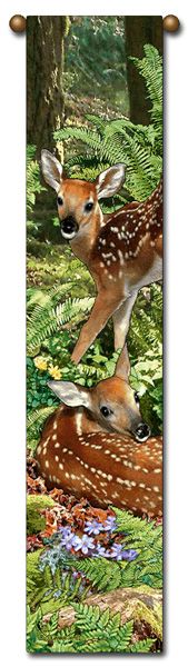 Tapestry - "Deer - The Twins" - 8.5"x40"