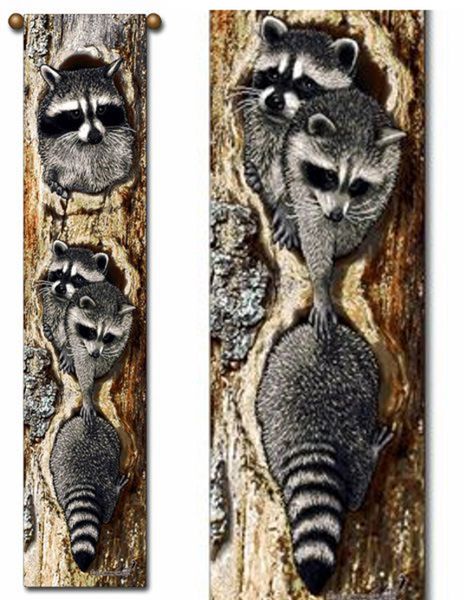 Tapestry - Bell Pull - "Raccoons - Full House" - SOLD OUT