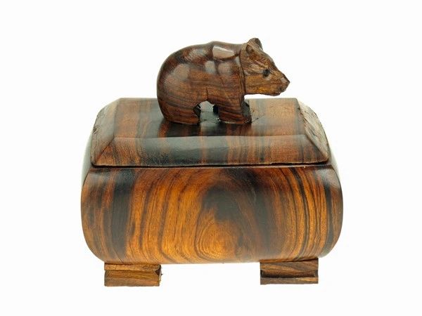 Carving - Ironwood Bear Box - 3" X 2"