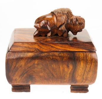 Carving - Ironwood Bison Box - 3"