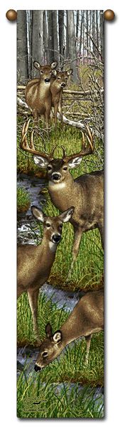 Tapestry - Bell Pull - "Deer - Harem" - 8.5"x40"