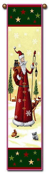 Tapestry - Bell Pull - "Christmas - Old Timey Santa" - 8"x36"