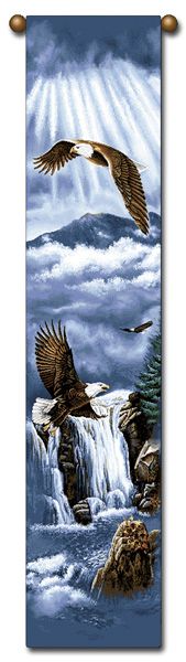 Tapestry - Bell Pull - "Birds - Eagle Flight" - 8.5"x40"