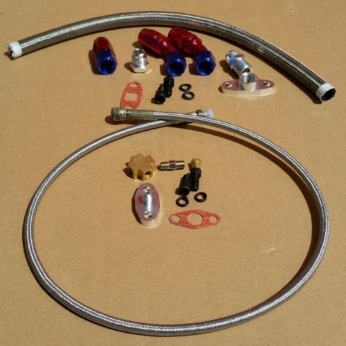 OIL FEED LINE WITH FIRE SLEEVE 36"- 4AN + OIL DRAIN LINE 17" 10AN UNIVERSAL KIT