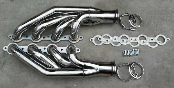 BETTERCLOUD Header Exhaust Fit for 97-04 Chevy Small Block LS1 LS2 LS3 LS4 LS6 LSX V8 Engines Turbo Manifold Exhaust Header 