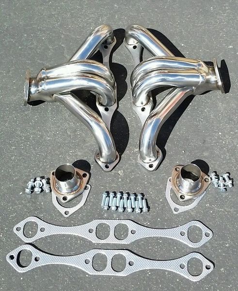 CHEVY SMALL BLOCK HUGGER 283 305 327 350 400 STAINLESS V8 EXHAUST SHORTY HEADER