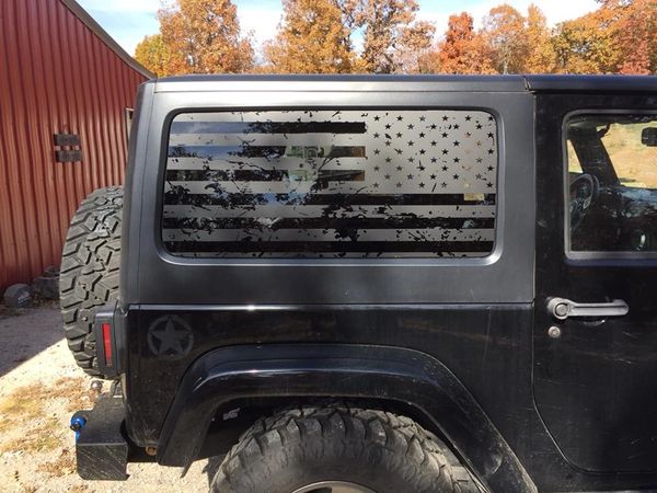 Jeep Wrangler JK Distressed American flag decal (pair)