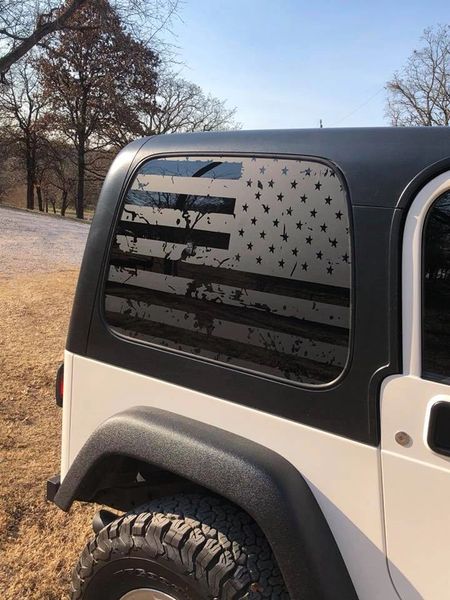 Jeep Wrangler TJ hardtop distressed US Flag decals (pair)