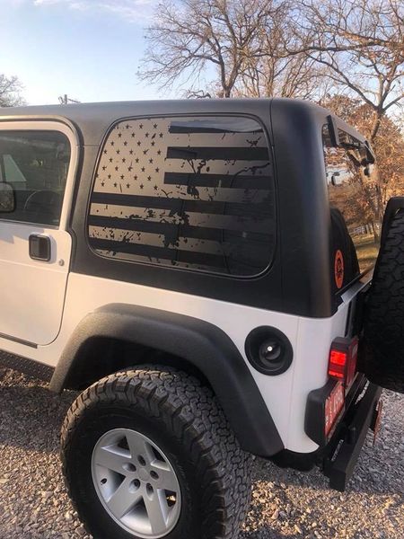 Jeep Wrangler TJ hardtop distressed US Flag decals (pair)
