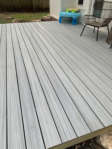 Custom Trex deck. Color is Foggy Wharf.