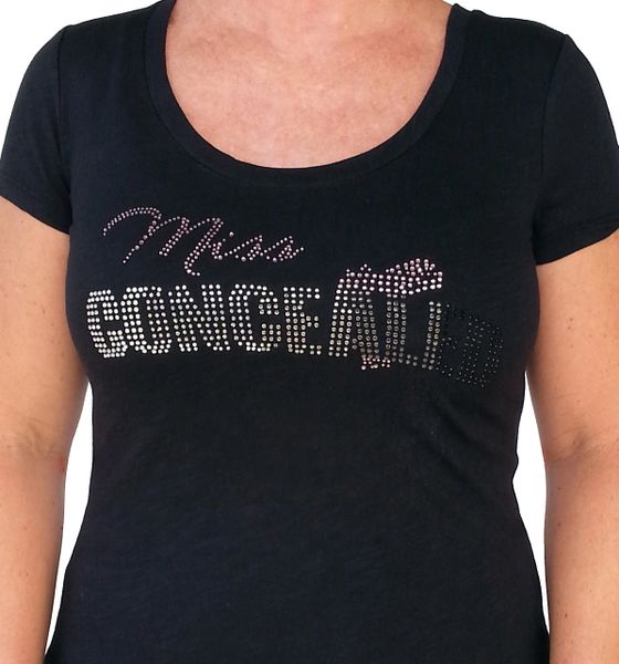 Ladies Miss Concealed Bling Short Sleeved T-shirt - Black