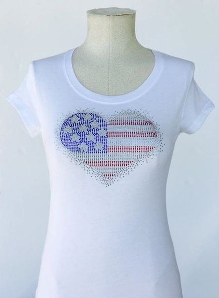 American Heart Bling T-Shirt - White