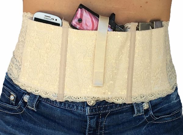 Black Lace Women's Ladies Elastic Belly Band Gun Holster USA Any Size  Washable