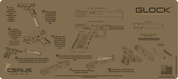 GLOCK HANDGUN PISTOL INSTRUCTIONAL PROMAT by CERUS GEAR