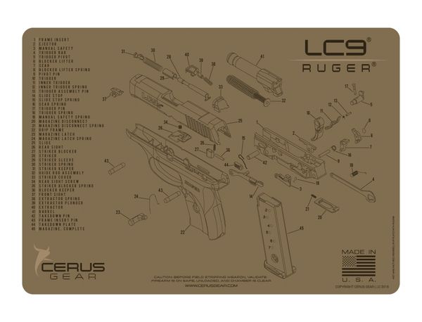 RUGER LC9 PISTOL SCHEMATIC PROMAT by CERUS GEAR