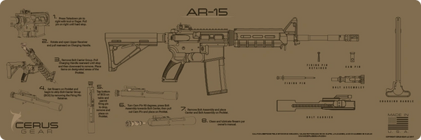 AR-15 INSTRUCTIONAL PROMAT by CERUS GEAR - Take Down Mat - 4 colour choices