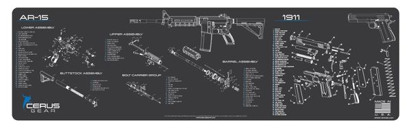 AR-15 & Colt Government Model 1911 COMBO SCHEMATIC - Massive Magnum Mat Size 14x48"