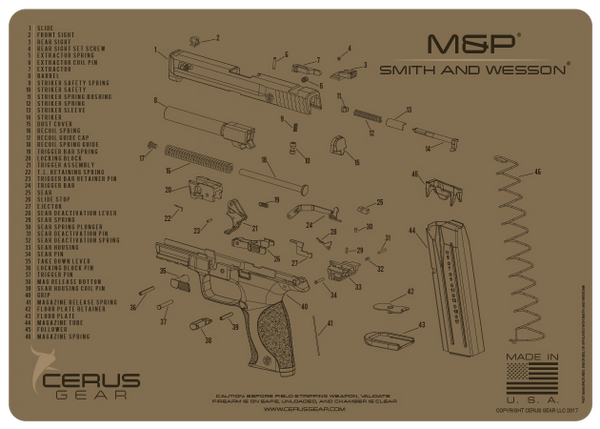 SMITH & WESSON ® M&P ® 9mm Pistol SCHEMATIC PROMAT by CERUS GEAR