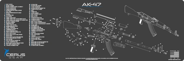 AK47 SCHEMATIC PROMAT by CERUS GEAR Rifle Mat for Kalashnikov - Choice of 3 colours