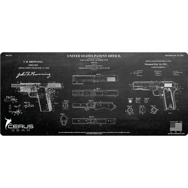 JOHN M BROWNING UNITED STATES PATENT OFFICE FIREARM MAT 1911 PISTOL ILLUSTRATION