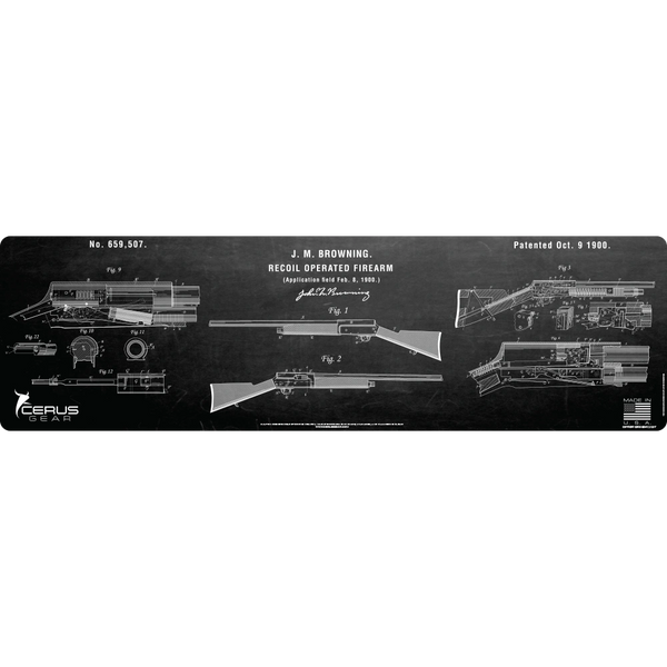 John Moses Browning Shotgun Patent Application 1900 Work Bench Gun Cleaning Mat - ProMat by Cerus Gear