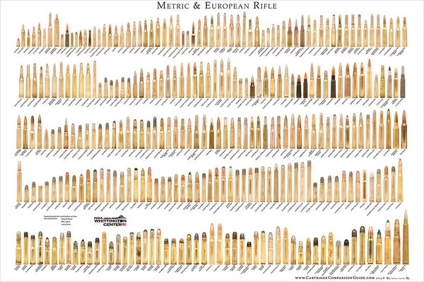 METRIC AND EUROPEAN RIFLE Cartridge Poster - 38" x 27"